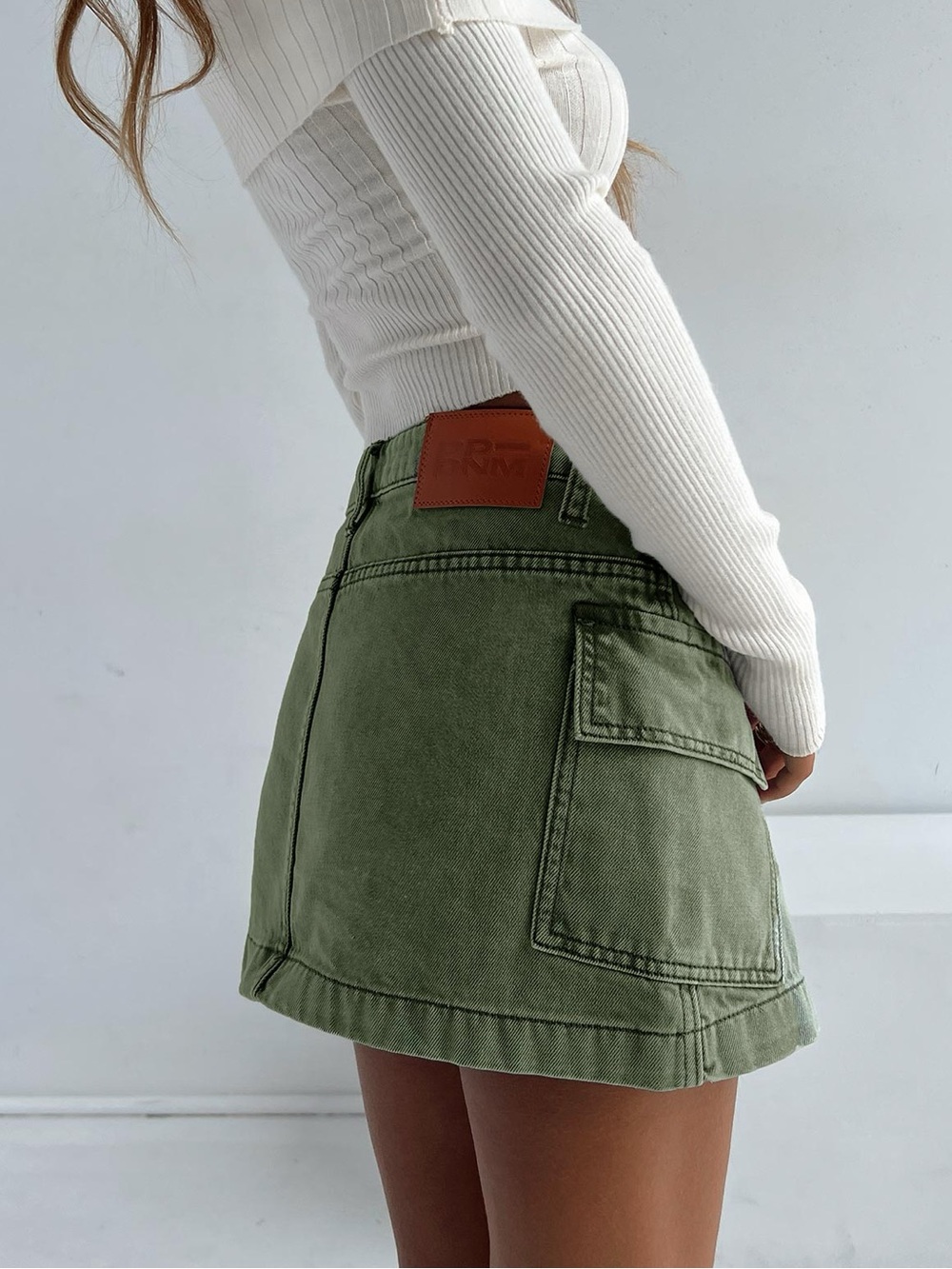 Princess Polly Green Denim Cargo Mini Skirt Y2K Utility Pocket - Size 0